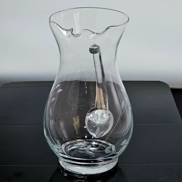 Princess House Heritage Pitcher 6.5" Ice Lip Crystal etched floral vtg romance - Picture 7 of 8
